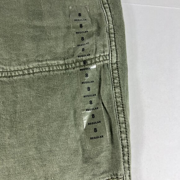 American Eagle Linen Blend Pants Women's 8 Regular Light Green High Rise Tapered - Picture 3 of 16